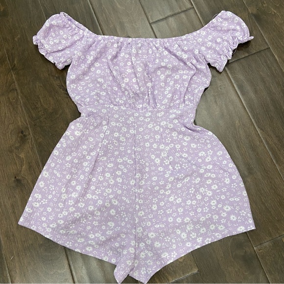 COPY - Streetwear Society Purple Floral Peasant Romper size S - Picture 2 of 6